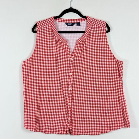 Lands' End Red Gingham Tank Top - Picture 1 of 6